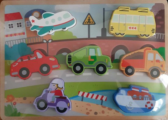 Mini Matters houten vormenpuzzel, voertuigen van Mini Matters