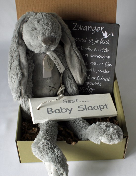 Minibox rabbit richie Grey- kraamcadeau - cadeau zwangerschap - baby van MINI