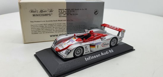 Minichamps Audi R8 Infineon 1:43 Audi Sport Team Joest (1) - Modelauto - Schaalmodel - Model auto - Miniatuurautos - Miniatuur auto van Minichamps