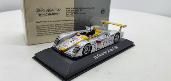 Minichamps Audi R8 Infineon 1:43 Audi Sport Team Joest (2) - Modelauto - Schaalmodel - Model auto - Miniatuurautos - Miniatuur auto van Minichamps