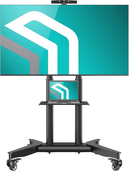 Mobiele TV Standaard op Wielen voor 32-75 Inch - Verstelbare Vloerstandaard tot 60 kg met Hoogte Verstelling en VESA Beugel van Merkloos