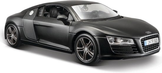 Modelauto Audi R8 matzwart coupe 1:24 - speelgoed auto schaalmodel van Bburago