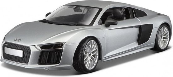 Modelauto Audi R8 V10 Plus grijs 18 x 8 x 5 cm - Schaal 1:24 - Speelgoedauto - Miniatuurauto van Merkloos