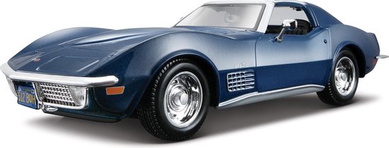 Modelauto Chevrolet Corvette 1970 blauw 1:24 - speelgoed auto schaalmodel van Bburago