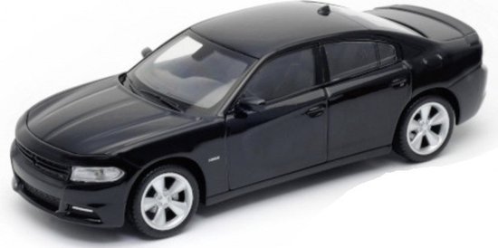 Modelauto Dodge Charger R/T 2016 zwart 21 cm - Schaal 1:24 - Speelgoedauto - Miniatuurauto van Welly
