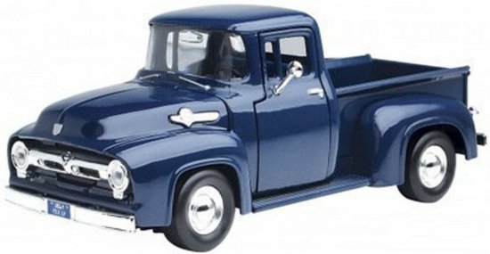 Modelauto Ford F-100 pick-up 1956 blauw 19,5 x 8 x 6 cm - Schaal 1:24 - Speelgoedauto - Miniatuurauto van Welly