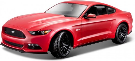 Modelauto Ford Mustang GT 2015 rood 26 x 10 x 7 cm - Schaal 1:18 - Speelgoedauto - Miniatuurauto van Bburago