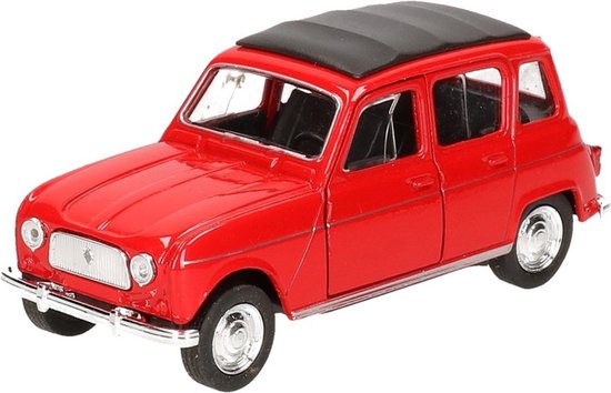 Modelauto Renault 4 - rood - 11 cm - schaalmodel auto - schaal 1:34 - pull-back motor - speelgoed van Toi-Toys.