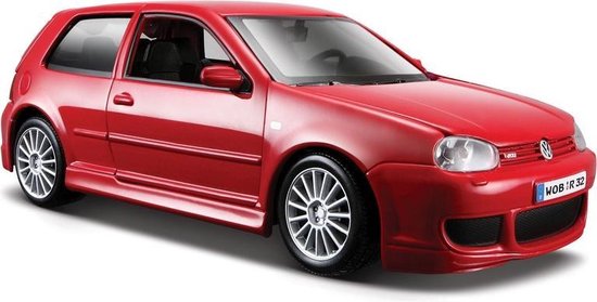 Modelauto Volkswagen Golf 4de generatie R32 rood 1:24 - speelgoed auto schaalmodel van Bburago