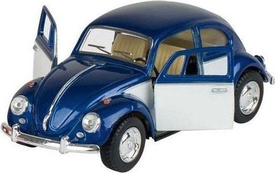 Modelauto Volkswagen Kever two-tone blauw/wit 13 cm - speelgoed auto schaalmodel - miniatuur model van Toi-Toys.