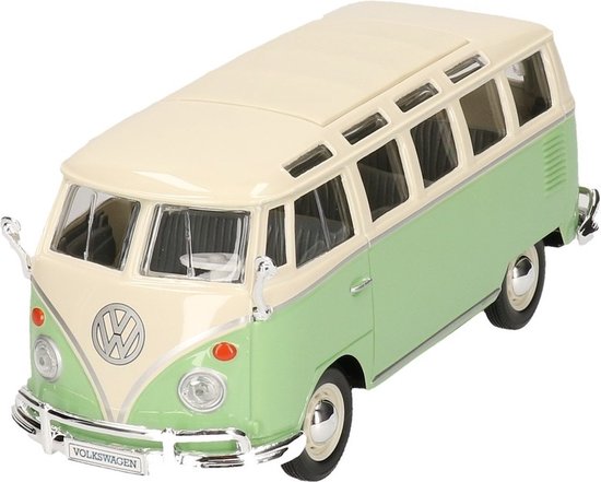 Modelauto Volkswagen T1 Samba Van busje groen 1:24 - speelgoed auto schaalmodel van Welly