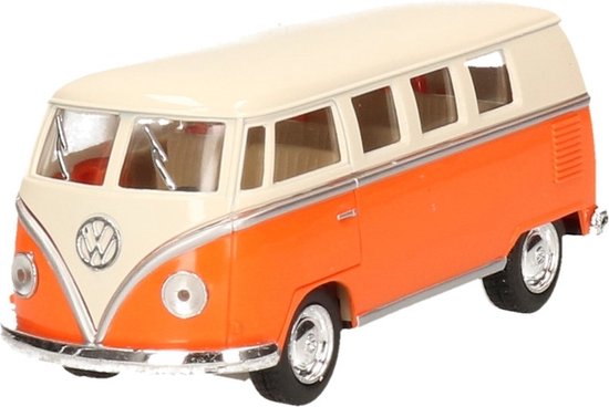 Modelauto Volkswagen T1 two-tone oranje/wit 13,5 cm - speelgoed auto schaalmodel - miniatuur model van Green Toys