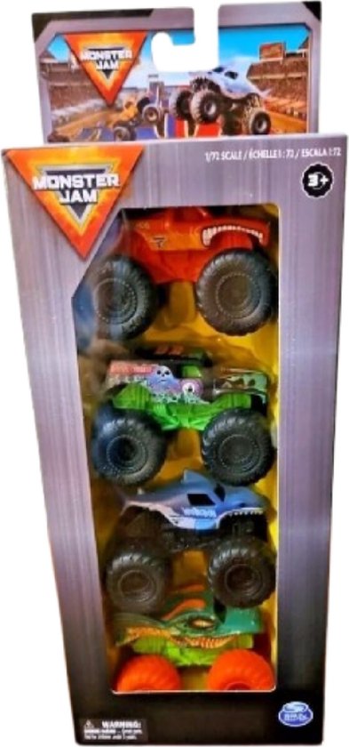Monster Jam 4-pack voertuigen - Schaal 1:72 - El Toro Loco - Megalodon Dragon - Grave Digger van Merkloos