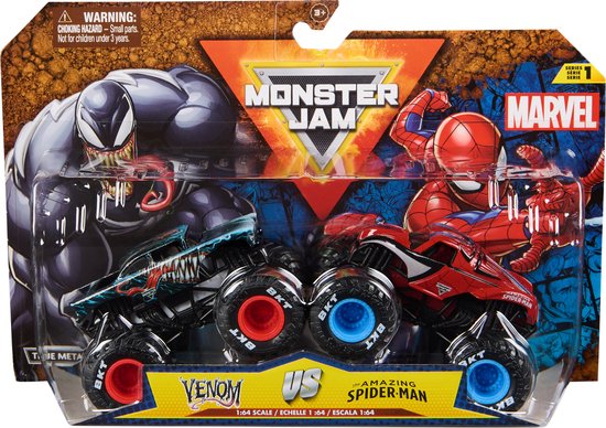 Monster Jam - Marvel Vemon Vs. de Amazing Spide-Man metale trucks - Schaal van 1:64 van Merkloos