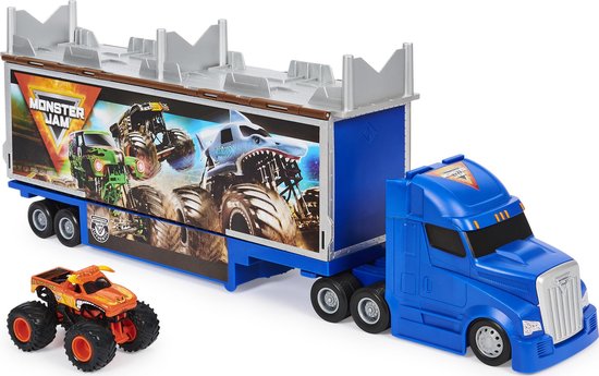 Monster Jam, officiële 2-in-1 transformerende Hauler-speelset 1:64 - Met exclusieve metalen El Toro Loco-monstertruck van Merkloos