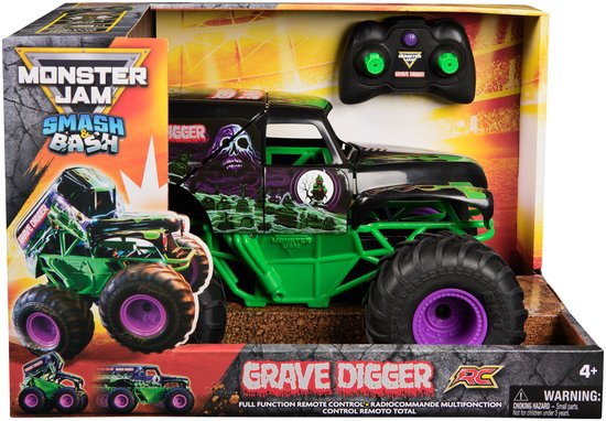 Monster Jam, officiële Smash & Bash Grave Digger, op afstand bestuurbaar voertuig voor binnen en buiten, schaal 1:15, repareerbare monstertruck van Merkloos