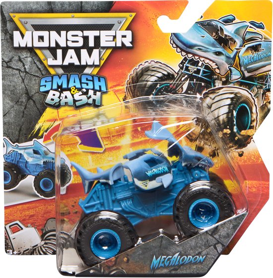 Monster Jam - Smash & Bash Megalodon repareerbare metalen monstertruck op een schaal van 1:64 van Spin Master