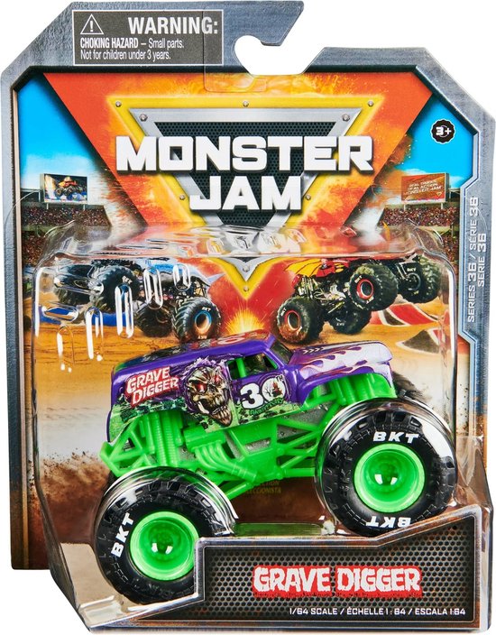 Monster Jam truck Grave Digger - monstertruck 9 cm schaal 1:64 van Merkloos