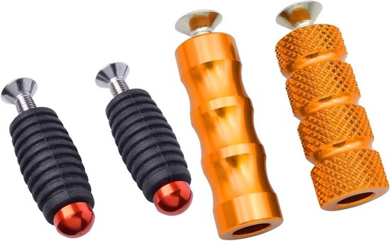 Motorfiets Pedaal Set - Voetsteunen Rearsets - Motor Rijden - Universele Montage - 6MM Draad - Oranje