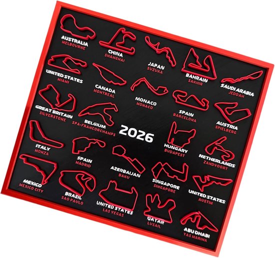 Motorsport Kalender - Circuit Ontwerpen - Evenementen Volgen - 3D Display Standaard - 25 x 22 cm - Afgebeeld