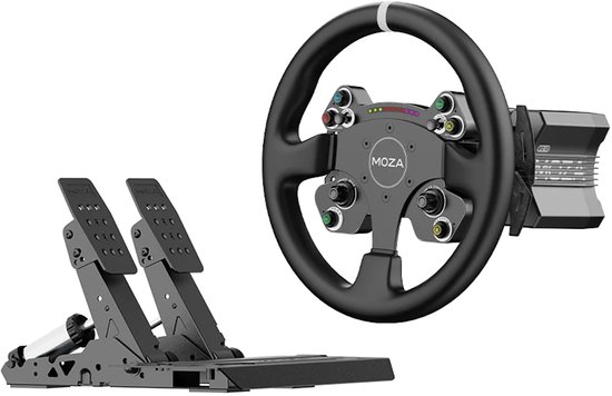 MOZA R12 V2 Direct Drive sim racing bundel met CS V2P stuurwiel en SRP2 pedalen - 12 Nm - PC van Moza