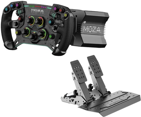 MOZA R12 V2 + GS V2P + SR-P2 Sim Racing Bundle – Direct Drive 12Nm Stuur, GT Racing Wheel en Load Cell Pedalen – PC