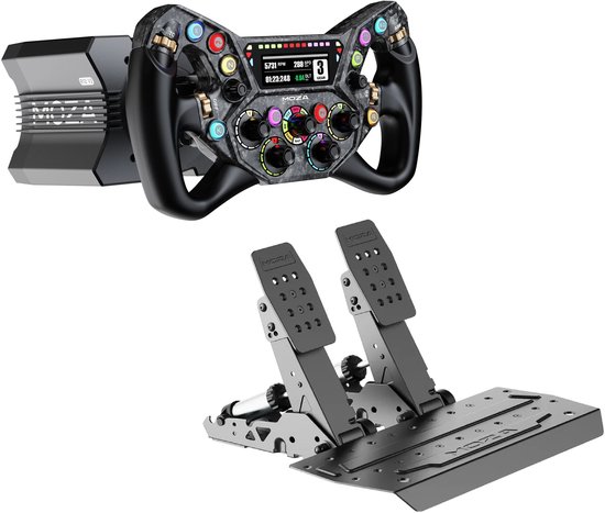 MOZA R12 V2 Wheel Base + KS Pro Steering Wheel + SRP2 Pedals - 12 Nm Direct Drive Sim Racing Bundle - PC