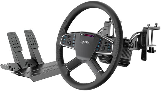 MOZA R5 Pro Truck Bundle - 6 Nm Direct Drive - 400 mm Truckstuur - SR-P Lite2 Pedalen - PC van Moza
