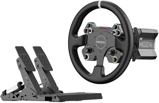 MOZA R9 V3 Direct Drive sim racing bundel met CS V2P stuurwiel en SRP2 pedalen – 9 Nm – PC van Moza
