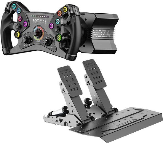 MOZA R9 V3 Wheel Base + KS Steering Wheel + SR-P2 Pedals - 9 Nm Direct Drive Sim Racing Bundle - PC