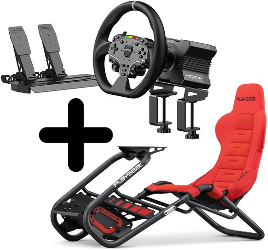 Moza Racing R5 Set + Playseat Trophy Red + Montageadapter – Sim Racing Set - PC van Moza Racing