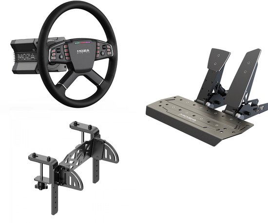Moza Racing R9 V3 Bundle – Truck Wheel TSW + SR-P Pedalen + Truck Clamp – Sim Trucking Set van Moza Racing