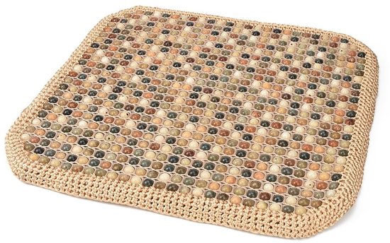 MTTproducts- Autozitkussen met massage - Ademend/antislip - 48 x 48 x 3 cm - Bodhi houten kralen - Zachte bekleding - Verlicht klachten door lang zitten - Zitkussen