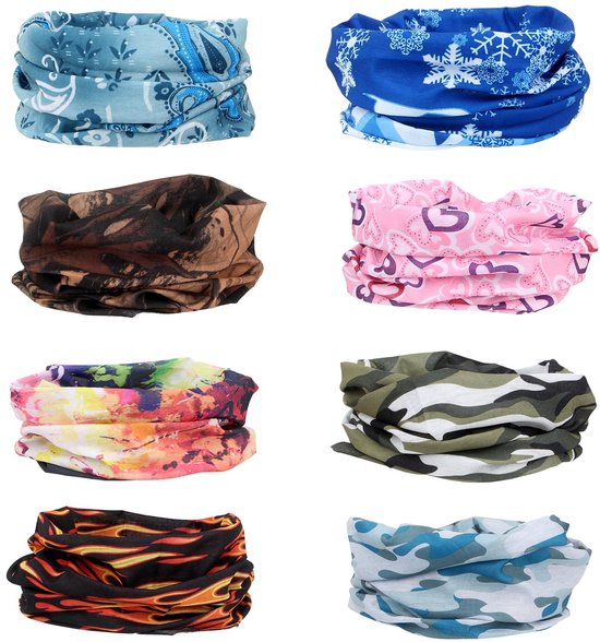 Multifunctionele Bandana's - 8 stuks - Naadloze Sjaal met UV-bescherming