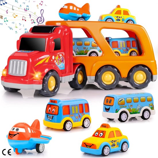 Multifunctionele Kinderspeelgoedauto met 5-in-1 Dragersysteem voor Jongens van 1-6 Jaar - Perfect Kerst- en Verjaardagscadeau van GOPLUS.