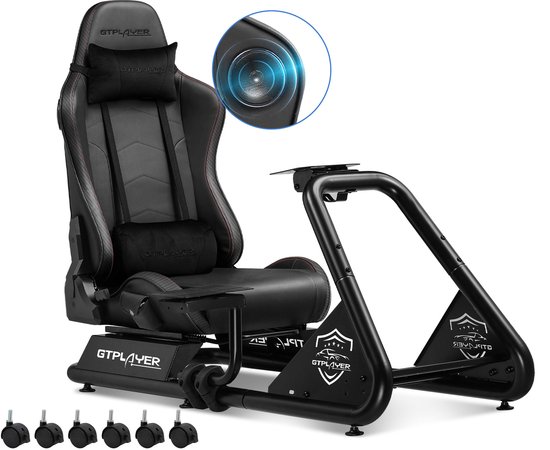 Mura Racestoel - Sim Racing Cockpit - Stuurstandaard - Ingebouwde Luidsprekers - Compatibel Met PC - Verstelbare - Zwart