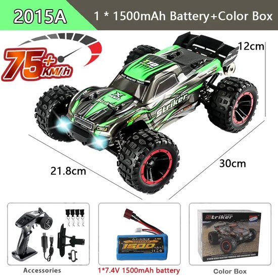 Mygroot - Bestuurbare Monster truck - Hoge Snelheid - Drift Monster Truck - Voor Volwassenen - Groen - Kinderen Speelgoed - 75 Km -h 1:14 - 4wd - Afstandsbediening Auto. van MY