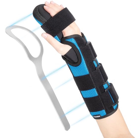 Nacht-handbandage voor rustfase, carpaal tunnelsyndroom, tendinitis, pols- en handsteun bij polsblessures, peesschedeontsteking, beroerte, rechterhand, M