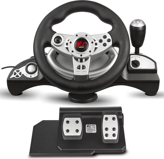 NanoRS RS700 Gaming racestuur 270 ° stuurbereik versnellingspook gas- en rempedaaltrillingen 8 in 1 stuur Compatibel met Xbox ONE / PC (X-Input / D-Input) / Android / Xbox One S van NanoRS