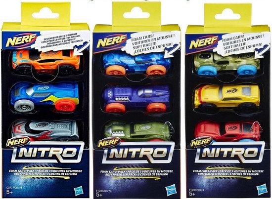 Nerf Nitro Foam Car Refill - Schuimauto's 3 stuks navulling - assorti geleverd van Nerf