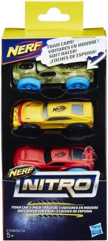 NERF Nitro Schuimauto's 3 stuks - rood, oranje en groen van Nerf