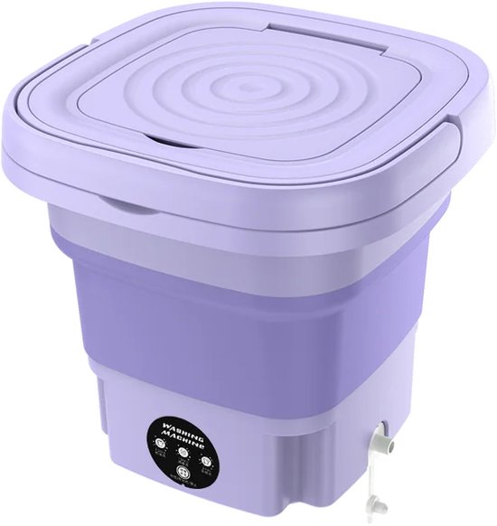 Netonic Mini Wasmachine - Compact - Energiezuinig - Opvouwbaar - 8L - Paars - Droogrek - Ideaal voor Studenten & camping met Droogrek - Kleine Wasmachine van Netonic