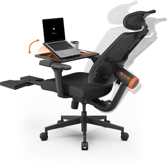 Newtral MagicH-BP Ergonomische Stoel – Voetsteun, Auto-following Lendensteun, Afneembare Workstation, 4D Armleuningen, Zitdiepte Verstelbaar