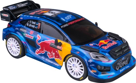 Nikko RC Auto Night Mode - M-Sport Ford Puma #8 Tanak - RC Voertuig - 25cm - Red Bull - Led verlichting - 1:18 van Nikko