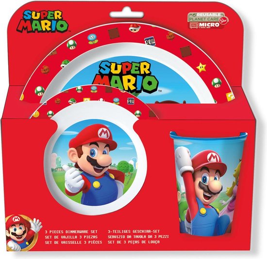 Nintendo Serviesset Super Mario Junior Rood/wit 3-delig van Nintendo