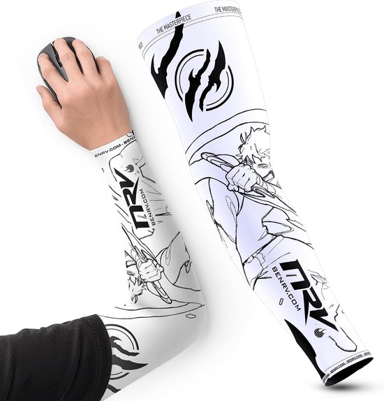 NRV MasterPiece eSport Gaming Cuff Compression Comfort and Control Anti-Friction Manga Inspiration White and Black - ShopVlot