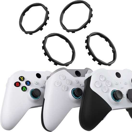Octagonale Accenten - Ring Set Controller - Controller Aanpassen - Ergonomisch Ontwerp - 2 Paar - Zwart