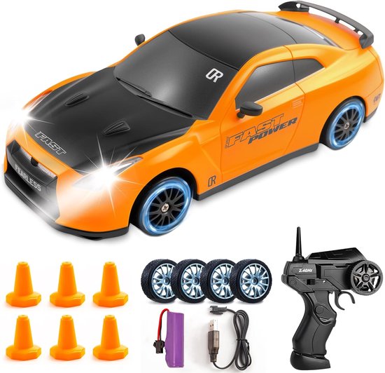 Op afstand bestuurbare mini drift auto 1:24 met verlichting - 30 km/u - 4WD voor kinderen en volwassenen van Kizeo.