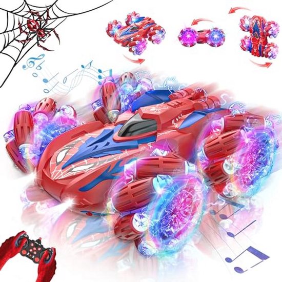 Op afstand bestuurbare Spider auto met 360° flip en LED - Speelgoed voor jongens en meisjes van 3-8 jaar van Merkloos