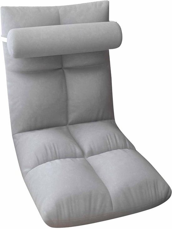 Opklapbare vloerstoel met rugsteun voor meditatie en gaming - Lichtgrijze vloerzitplaats voor kinderen, tieners en volwassenen van Merkloos